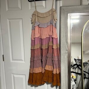 Storia Elegant Multi-Tiered Dress in Pink and Purple